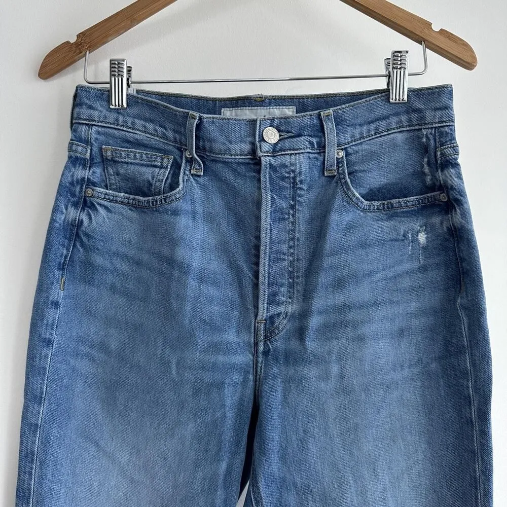 Frank & Eileen Jeans Womens 30 Blue Monaghan High Rise Straight Distressed Crop - Image 3