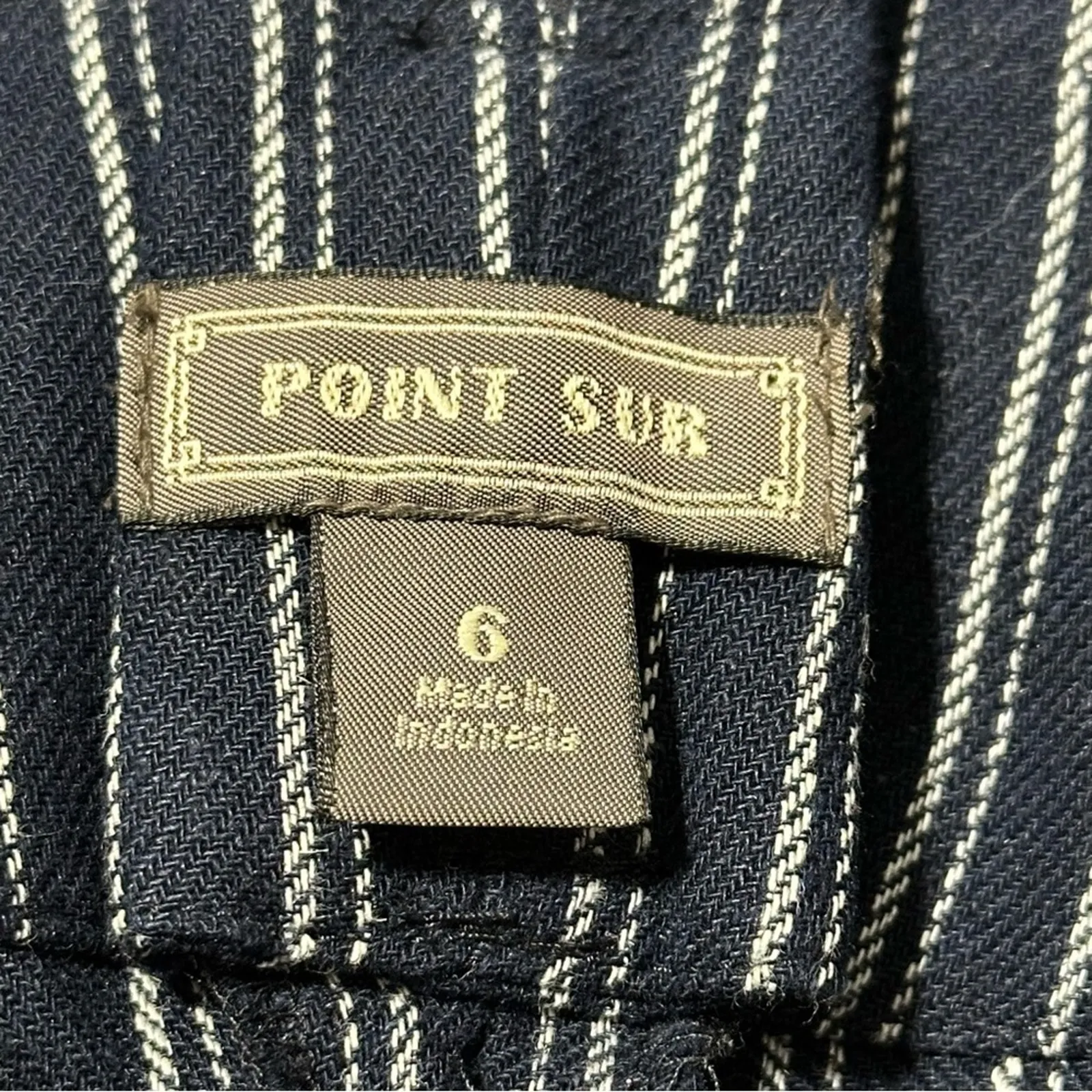 J. Crew Point Sur Women’s Size 6 Navy Blue White Striped Linen Paperbag Pants - Image 6