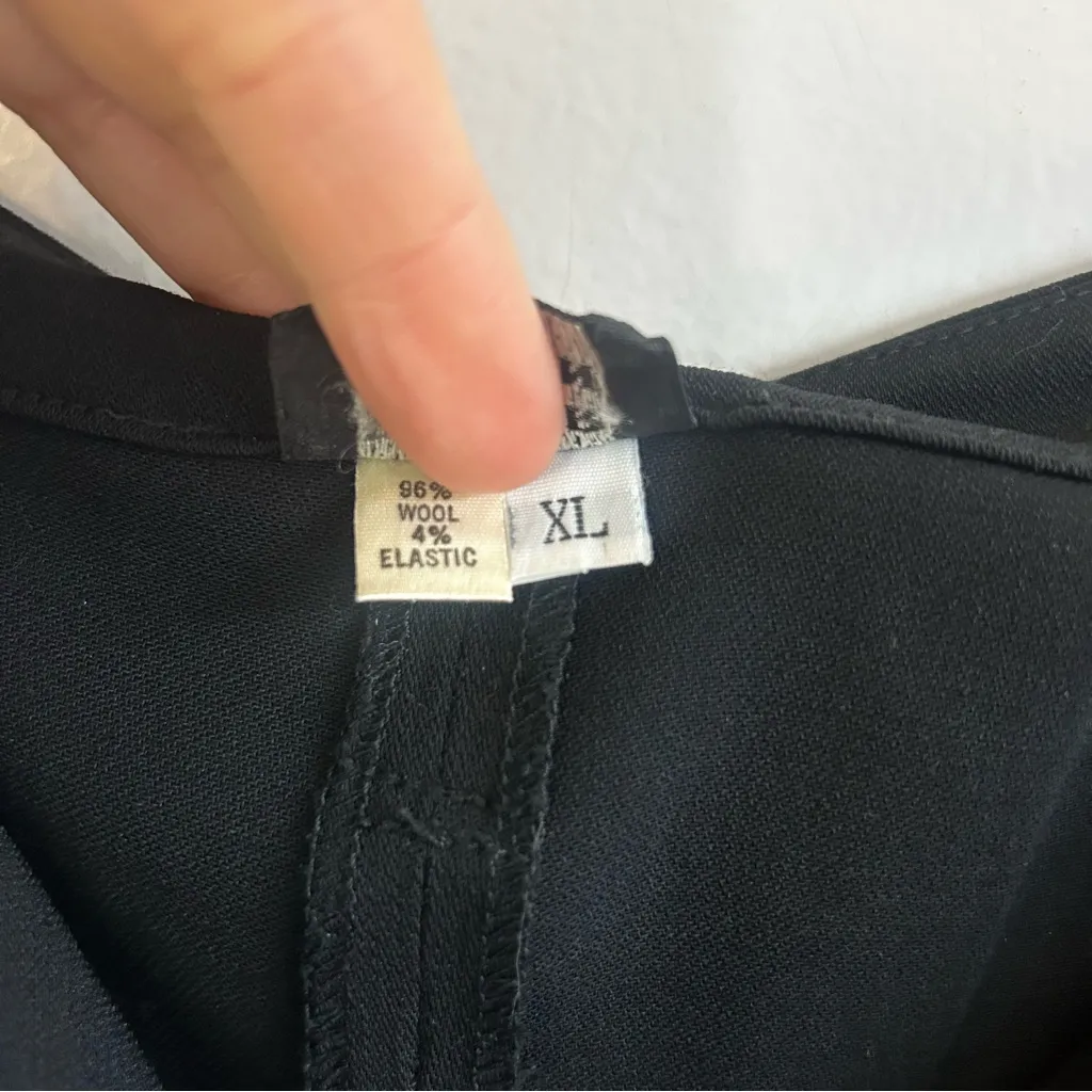 Peter Cohen Black Wool Wide Straight Leg Trouser Pants with Belt Loops Size XL - Image 12