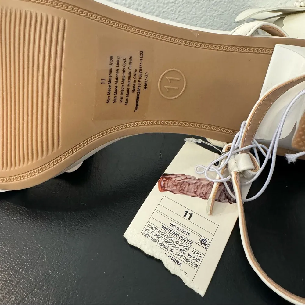 New White floral sandals with adjustable ankle strap #floral #sandals size 11 - Image 8