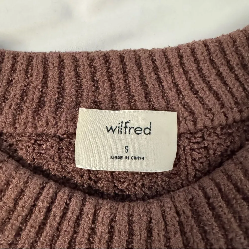 Wilfred Aritzia Essential Chenille Knit Sweater Brown sz S Long Sleeve Crew Neck - Image 7