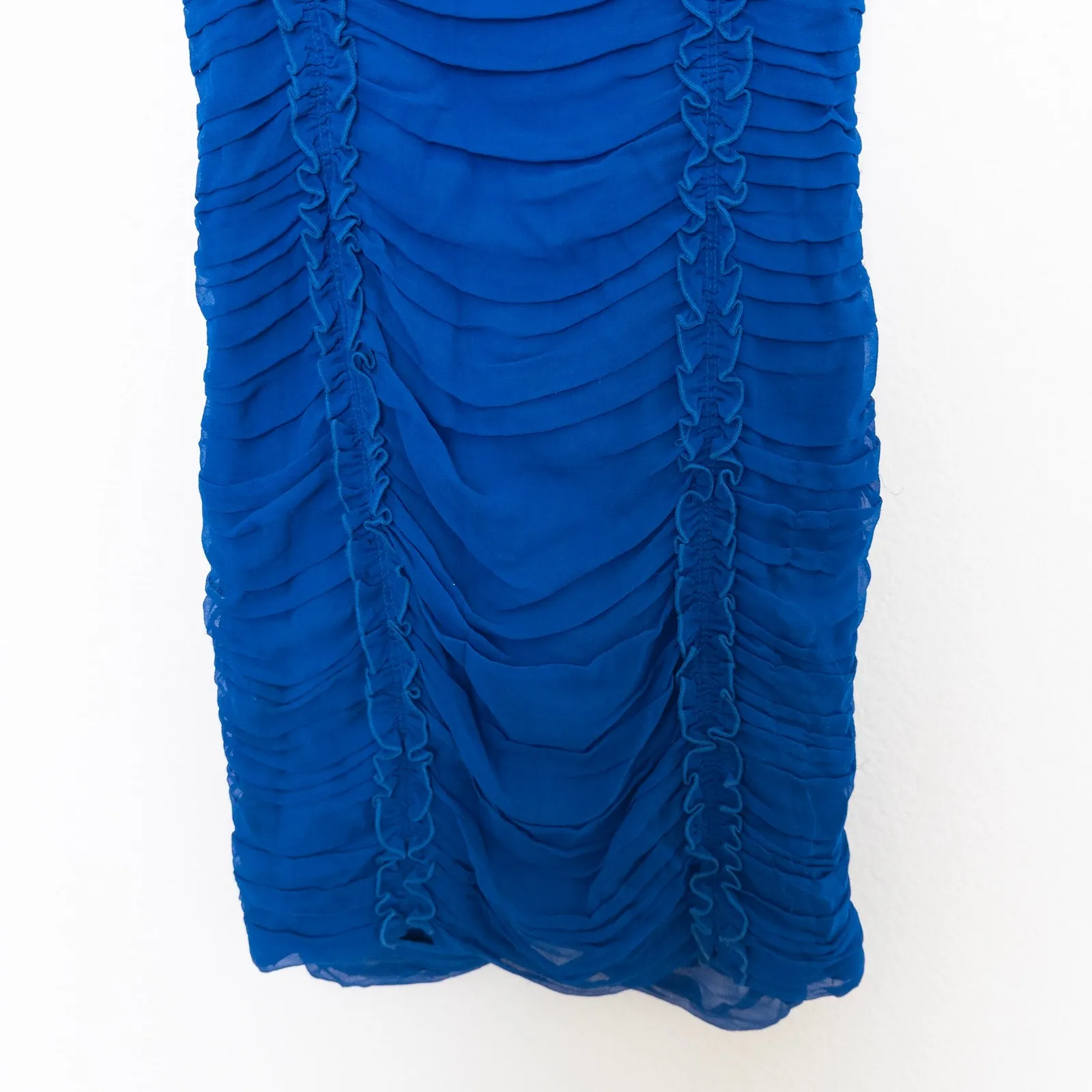 Susana Monaco Womens‎ Silk Dress Size 2 Blue Ruched Bodycon Party Hoco Coquette - Image 8