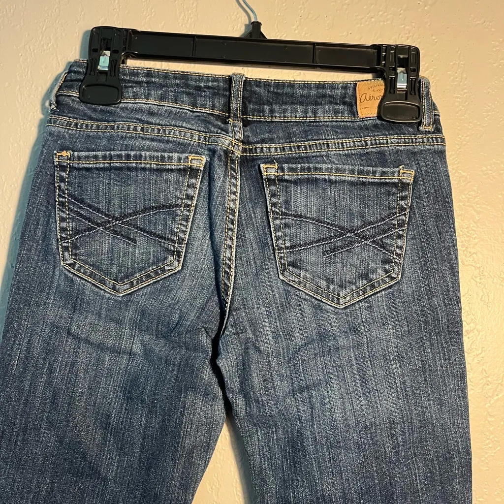 Aeropostale Blue Bayla Skinny Jeans Classic Style Y2K SZ 0 Low-Rise Straight Leg - Image 8
