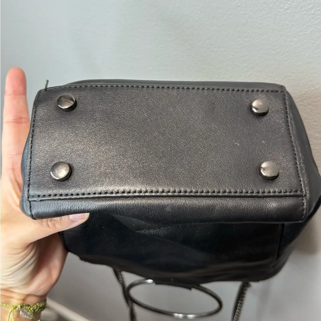 Thacker Black Leather Ring Satchel Silver/Black‎ Hardware - Image 5