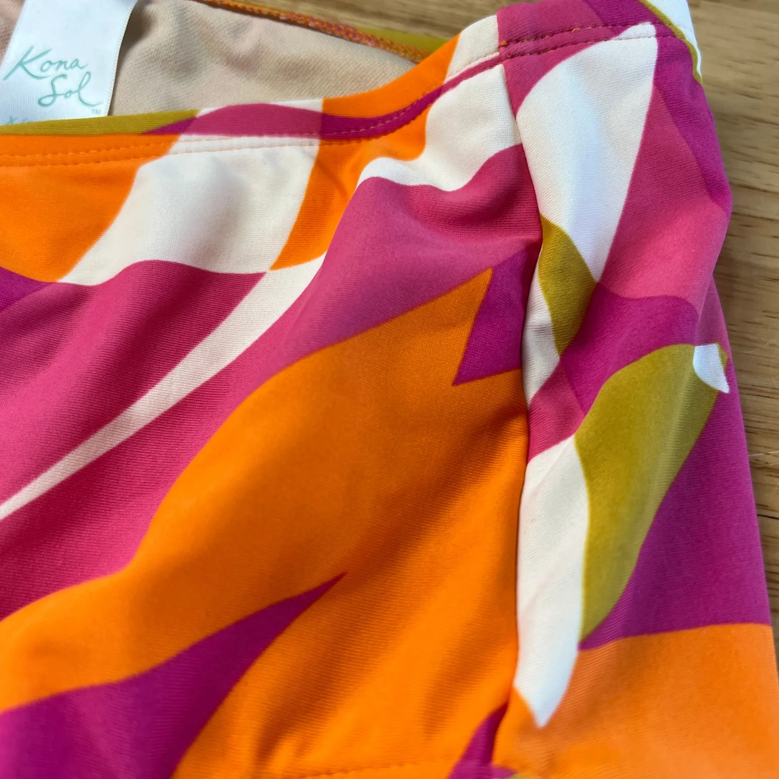 Kona Sol Women's Pink Abstract Print High Waist Bikini Bottom - 3X - NWT - Image 6