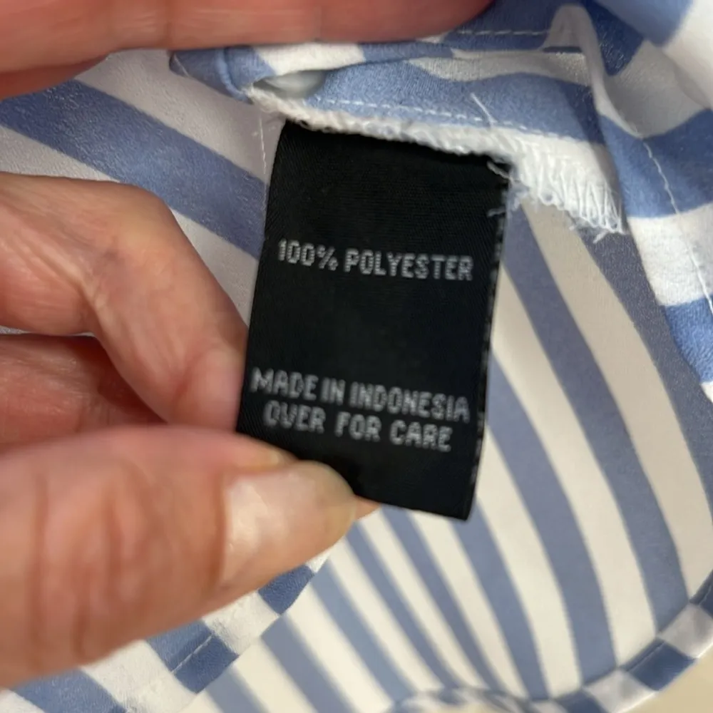 Striped blue and white blouse button-down ¾ sleeves - Image 3