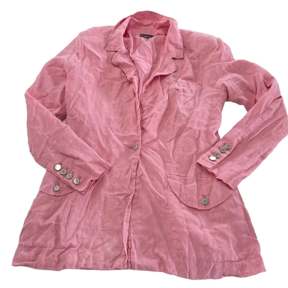 DL1961 Blazer Womens X Small Flamingo Pink Collared‎ Slouchy Linen Jacket - Image 2