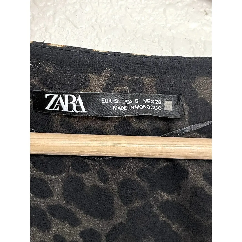 ZARA Womens Cheetah‎ Animal Print Chiffon Sleeveless Tiered Top Size S Classy - Image 5