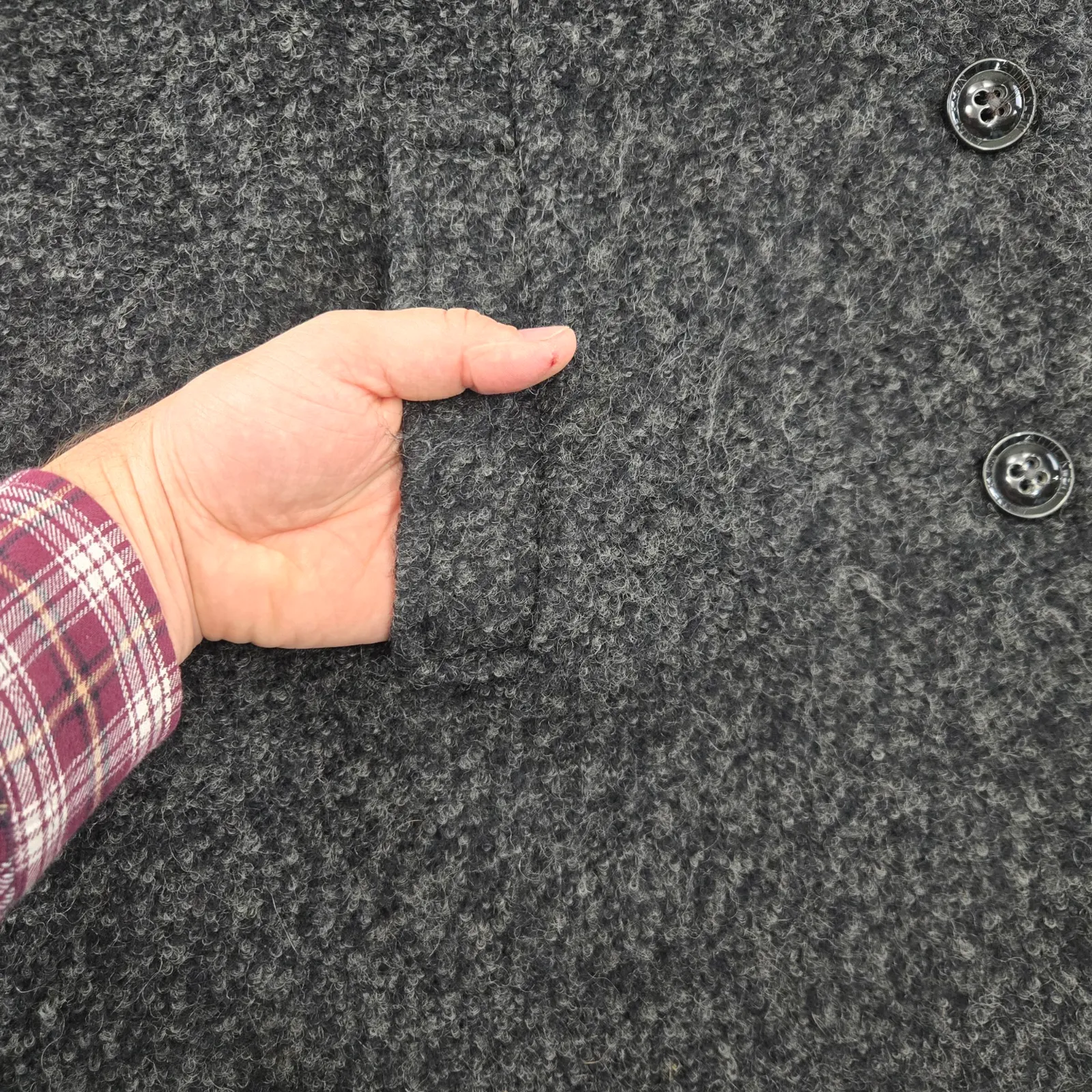 Y2K Anne Klein Charcoal Gray Wool Blend Button Front Peacoat Overcoat Size XXL - Image 5