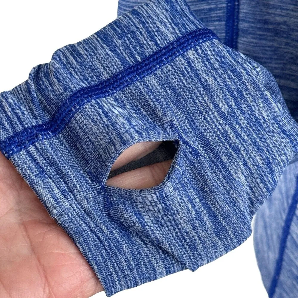 Under Armour Small Fitted Cozy Crew Top Cold Gear Thumbholes Stretch Blue Womens - Image 3