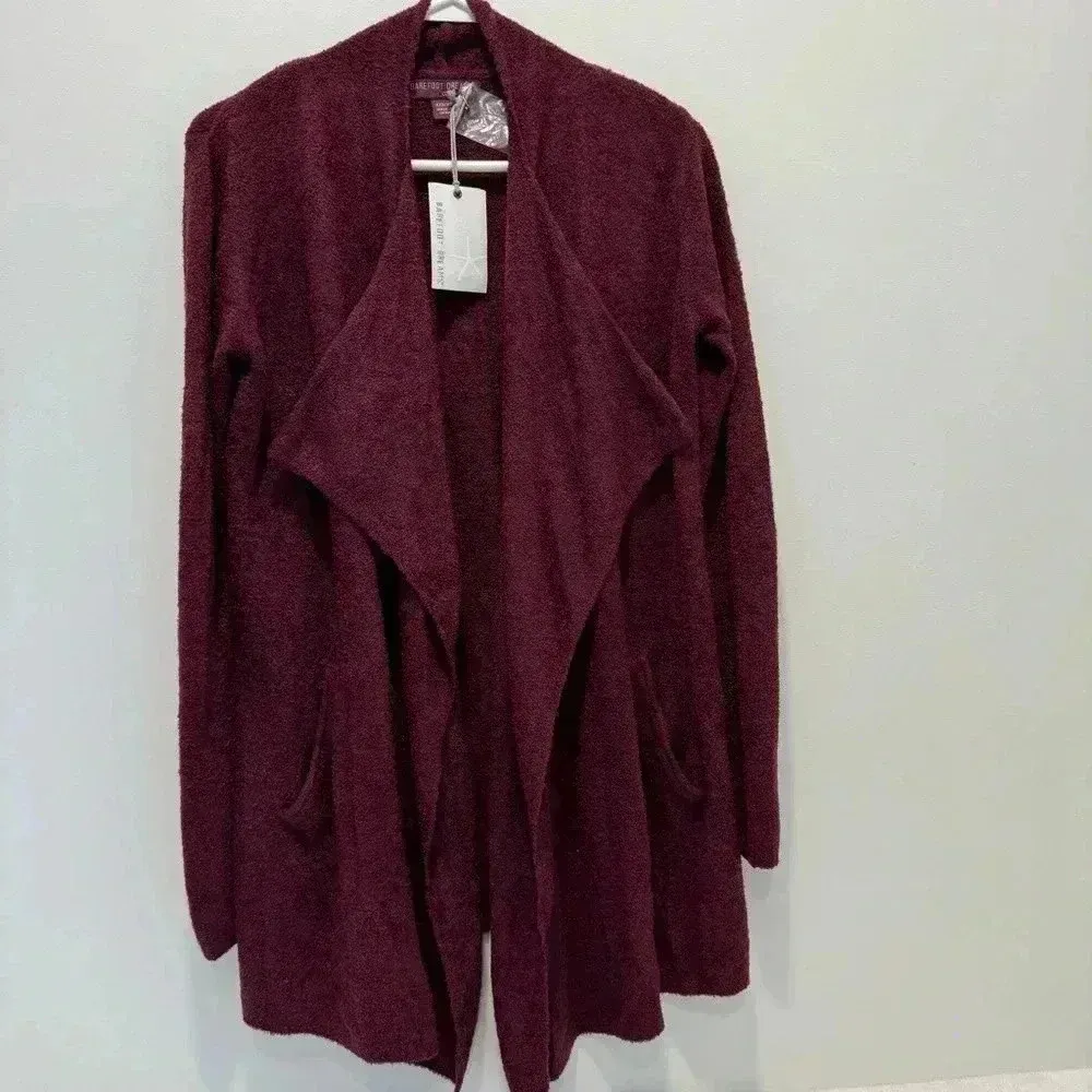 Barefoot Dreams Cozychic Lite Island Wrap Cardigan Sweater in Berry Wine Sz XXS - Image 2