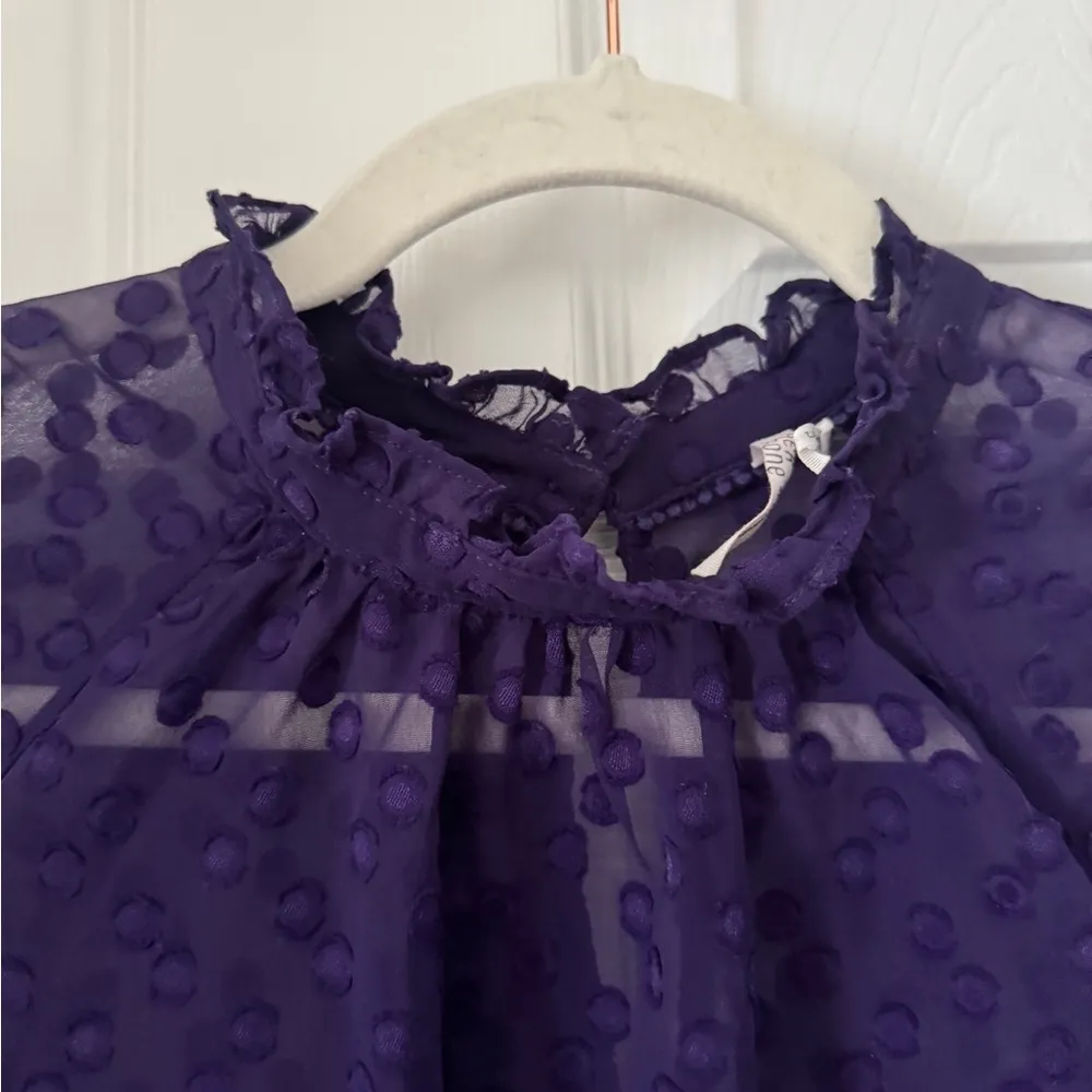 Anthropologie Sheet Purple Short Sleeve Top - Image 3
