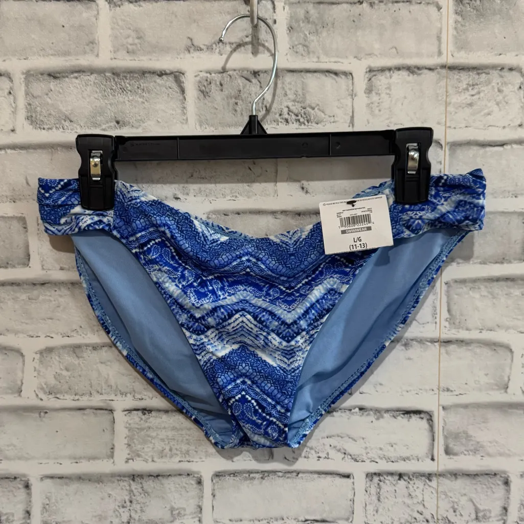 NWT! Women’s OP multi blue geometric print bikini bottoms Large - Image 2