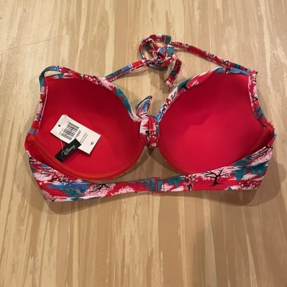NEW Disney Hot Topic Retro Mulan Cherry Blossom Padded Underwire Swim Top XL - Image 5
