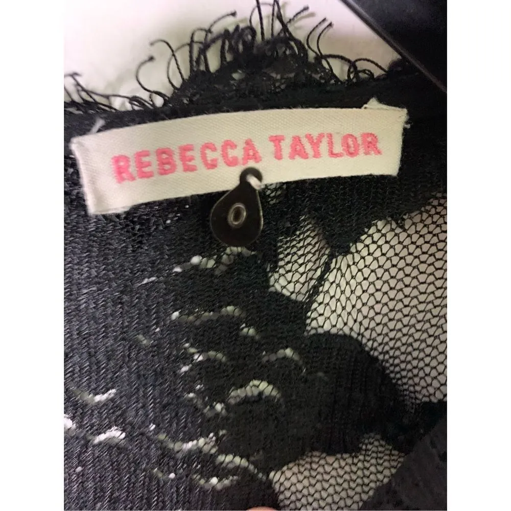Rebecca Taylor dress floral lace black women's size 0 - Image 3
