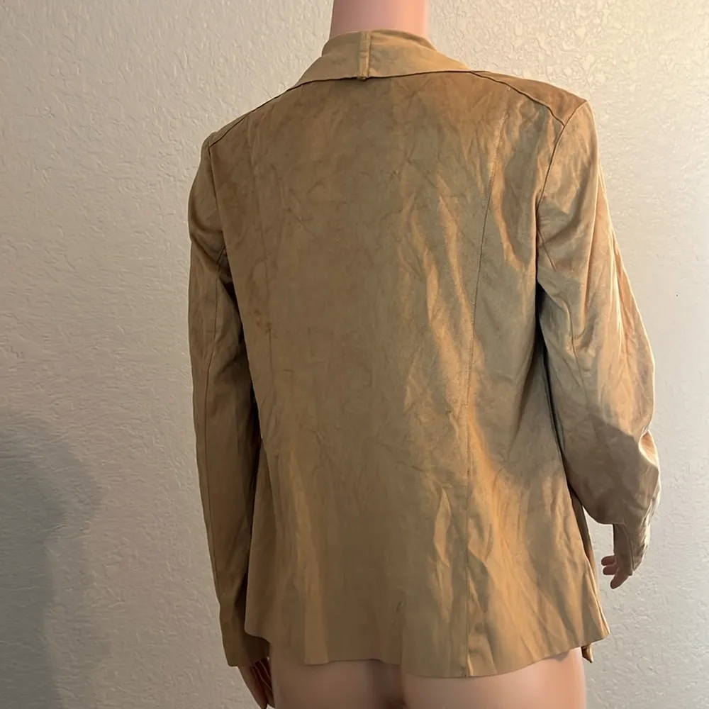 Mote Faux Suede Moto Drape Jacket Size L Tan Khaki Brown Casual NEW WITH TAG Size L - Image 14