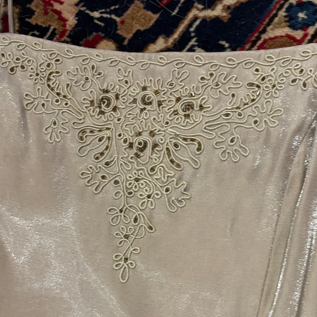 David’s Bridal Elegant Cream Champagne Shimmer Dress wedding Formal Prom Gown - Image 3