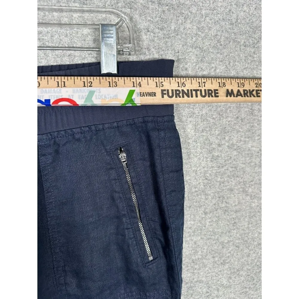 Athleta Size 6 Linen Pants Womens Navy Blue Pull On Drawstring Pockets Jogger - Image 10