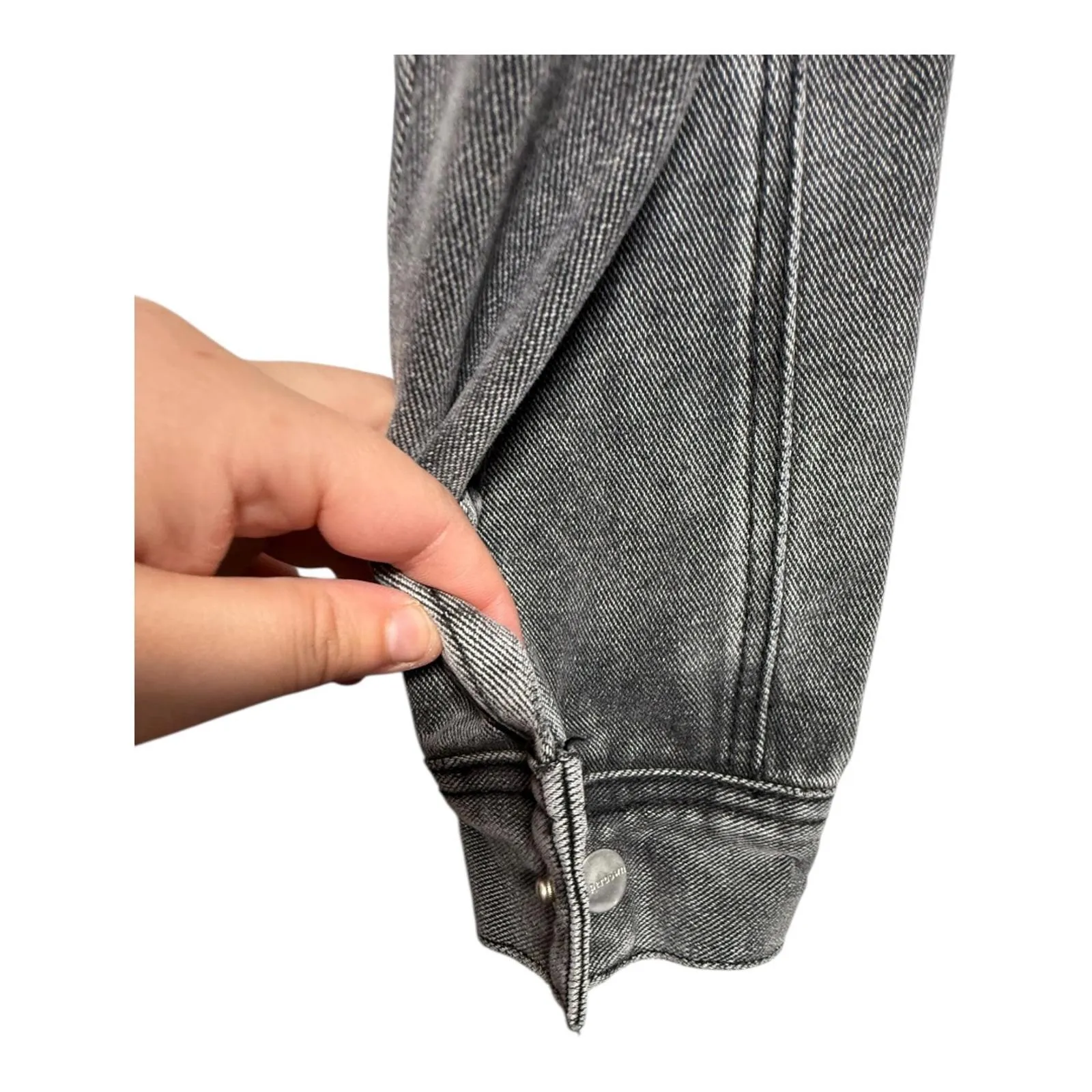 Superdown Faith Washed Black Denim Moto Jacket Medium Cropped EUC Revolve - Image 6