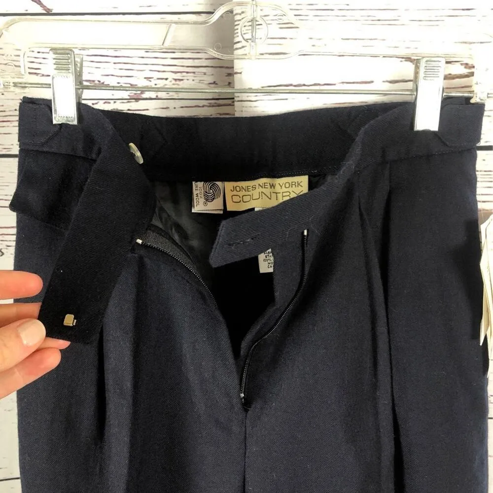 NWT vintage Jones New York country navy wool high waisted pleated pants size 6 - Image 12