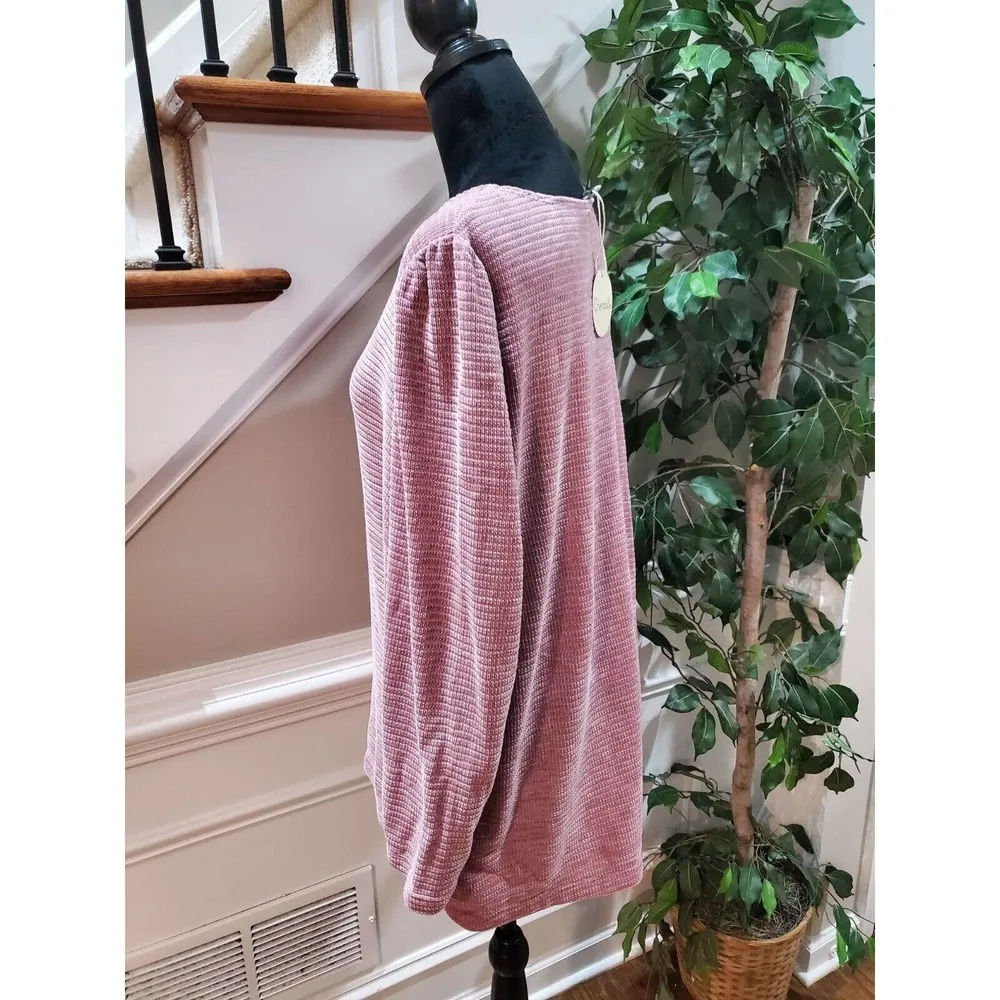 CHENAULT Sweater Rose Pink Chenille Raglan Sleeves Womens 3X Causal Pullover - Image 6