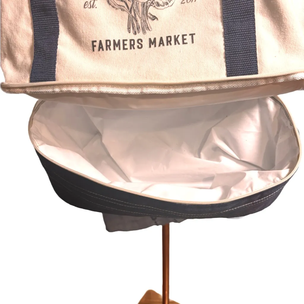 Canvas Waco Farmers Market Bag w Cold Storage Minimalist Functional Essential Blue - Image 4