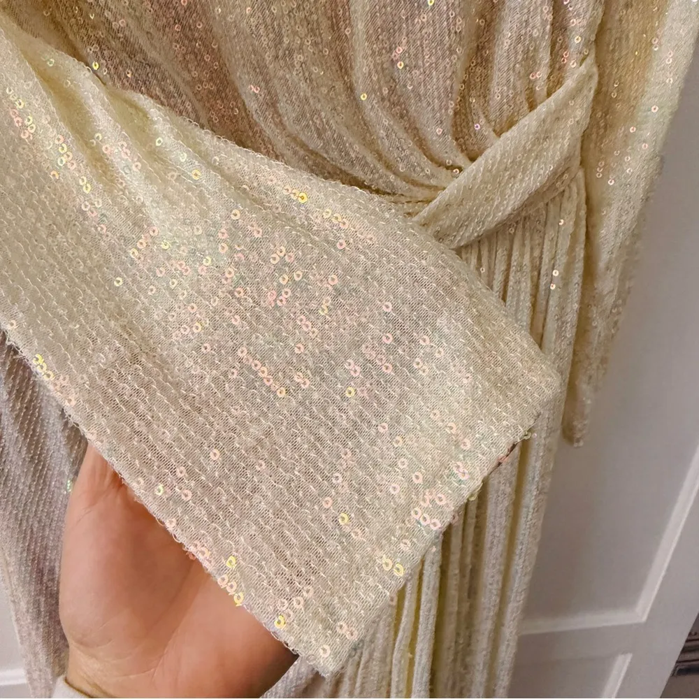 Women's Ieena Sequined Ruched Long Sleeve Boat Neck Gown - Image 7