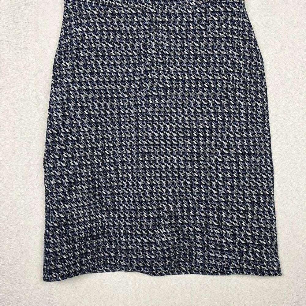 Houndstooth Midi Dress Blue Black 0 Professional Business Casual - Image 5