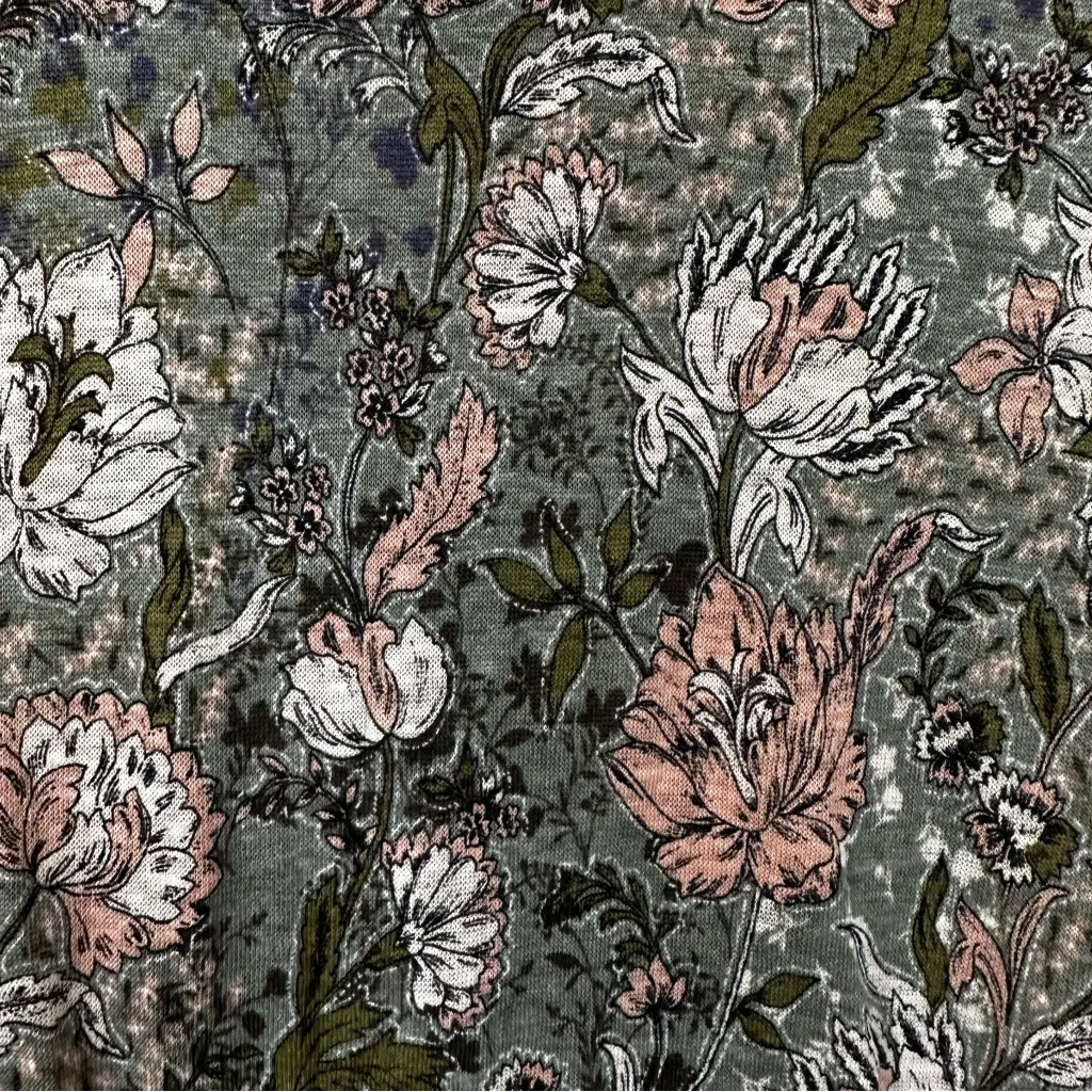 Joie 100% Linen Green Floral Scoop Neck Blouse Top, Size XL - Image 4