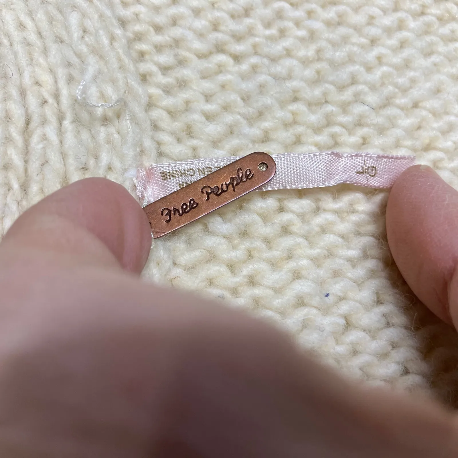 Free people cream wool blend crocheted cropped tank top women's size large - Image 2