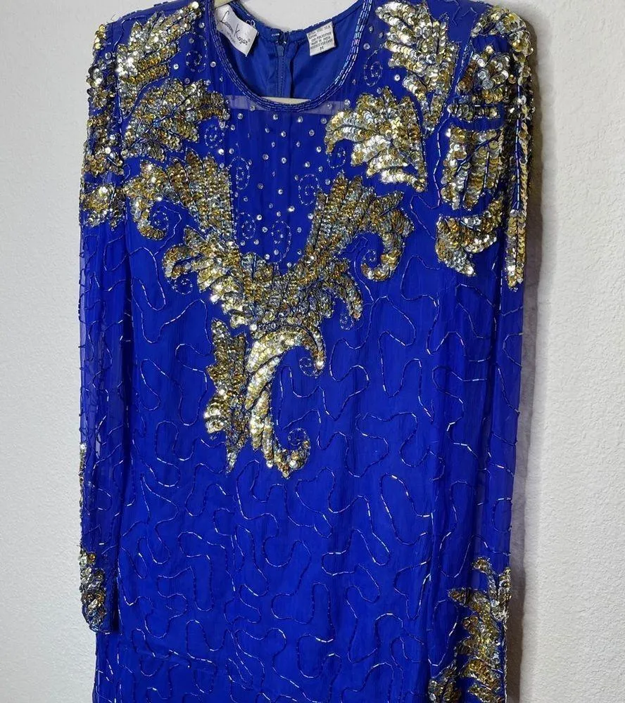 Vintage Laurence Kazar Silk Beaded Dress - Image 9