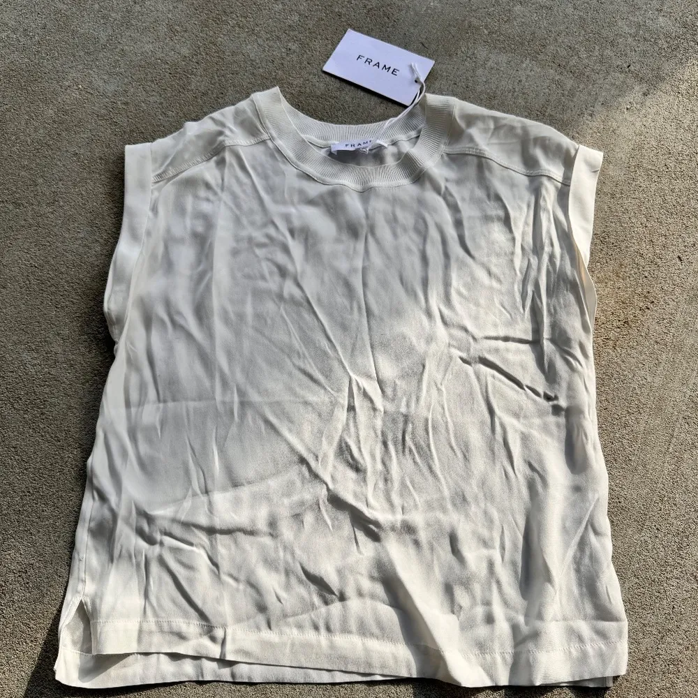 frame denim Frame Off White Oversized Silk Tee Round neck - Image 2