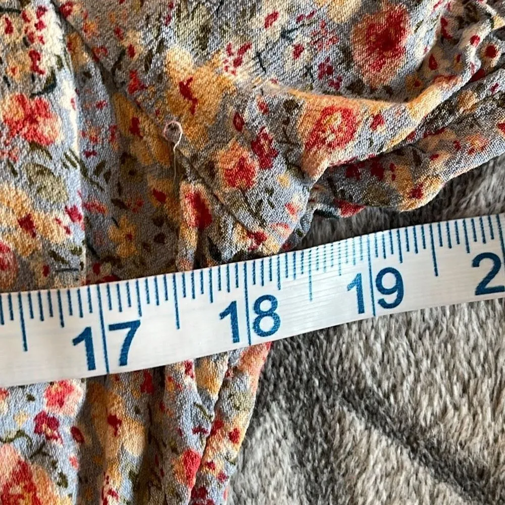 American Eagle Womens Floral‎ Romper Shorts Wrap Short Sleeve Multicolor Medium - Image 8