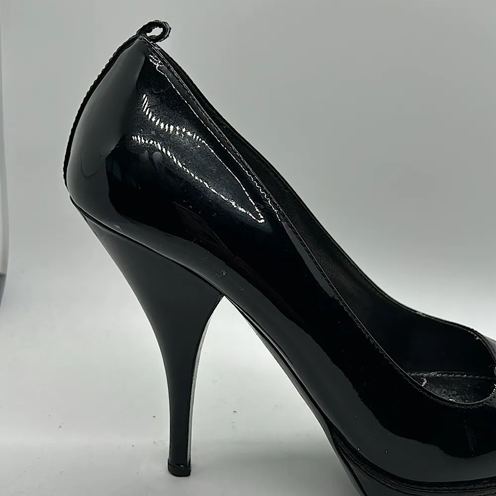 Prada Authenticated Black Patent Leather Stiletto Heel Shoes **Sz 38/US Size 8** - Image 8