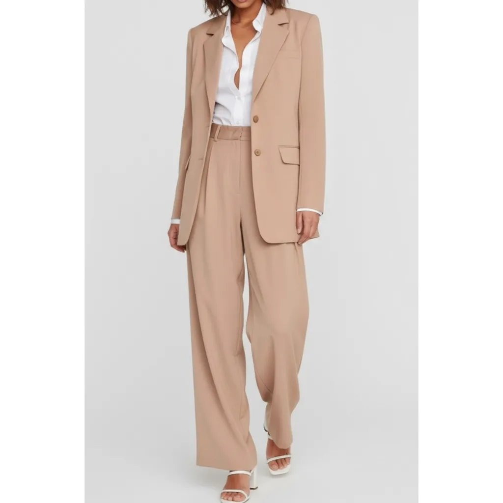 STAUD City Single-Breasted Blazer, Camel, XS - Image 4