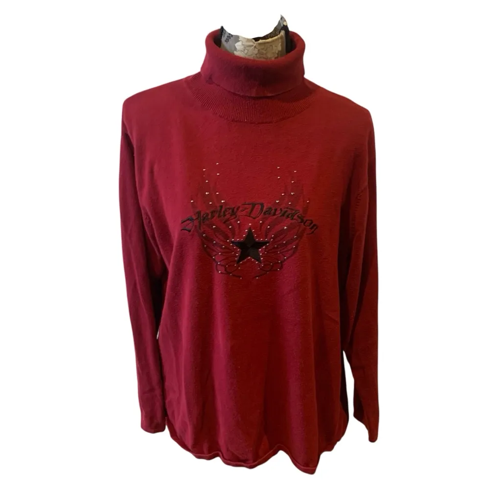 HARLEY-DAVIDSON Red Long Sleeve Turtleneck size 1x - Image 2