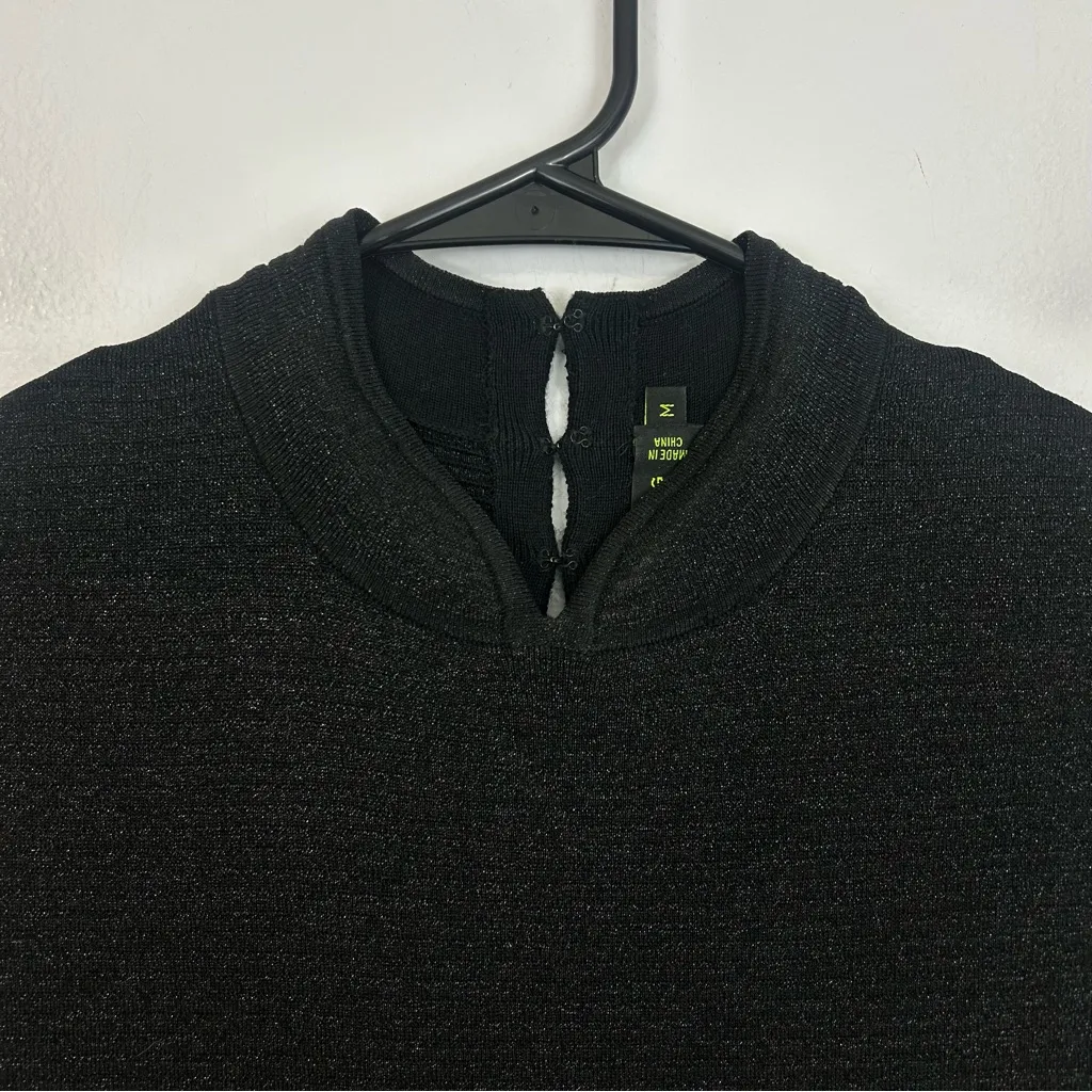 Shanghai Tang Black Metallic Sleeveless Mandarin Collar Sheath Dress Medium - Image 5