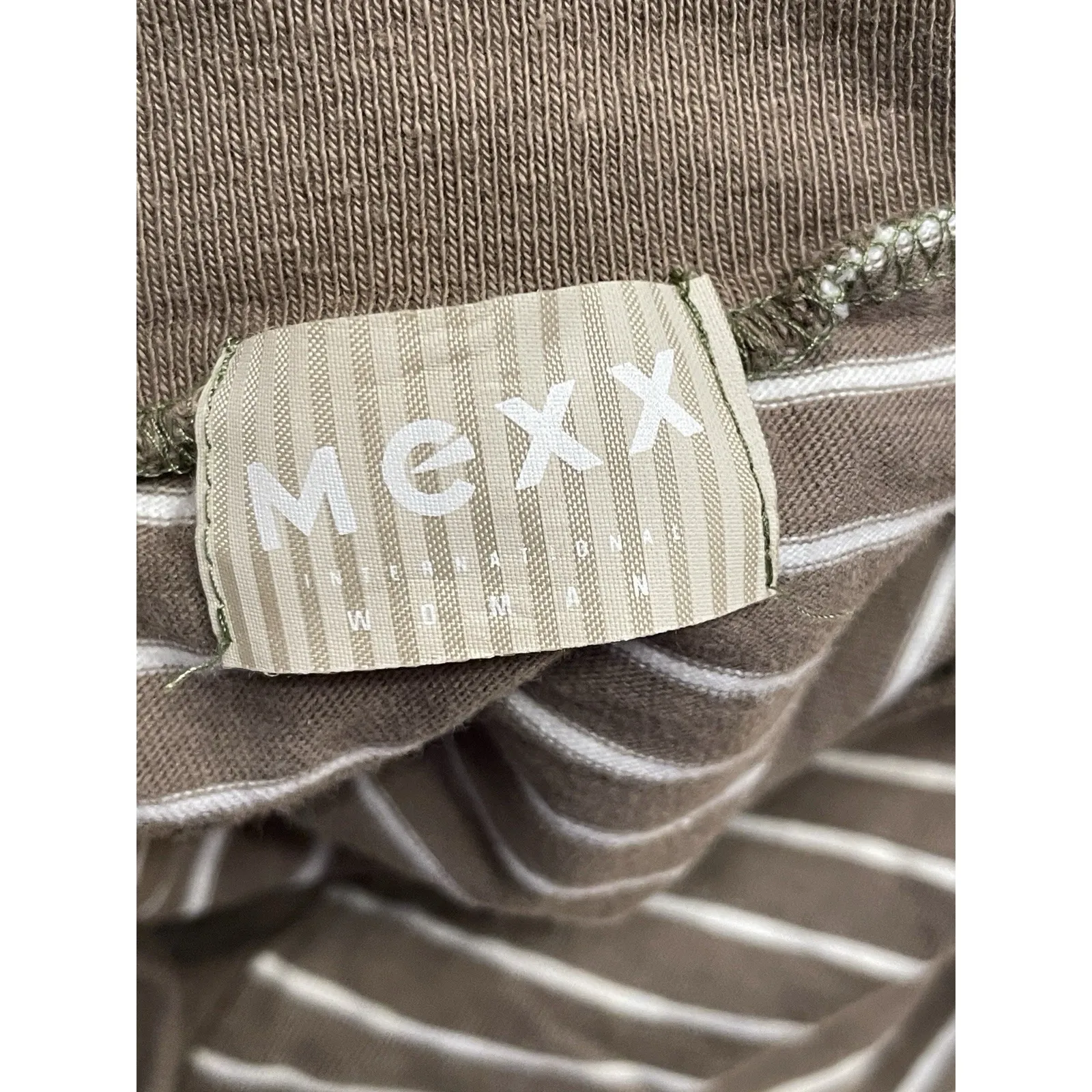 Vintage Mexx Cropped Short Sleeve Cardigan Women Medium Stripe Olive Green White - Image 5