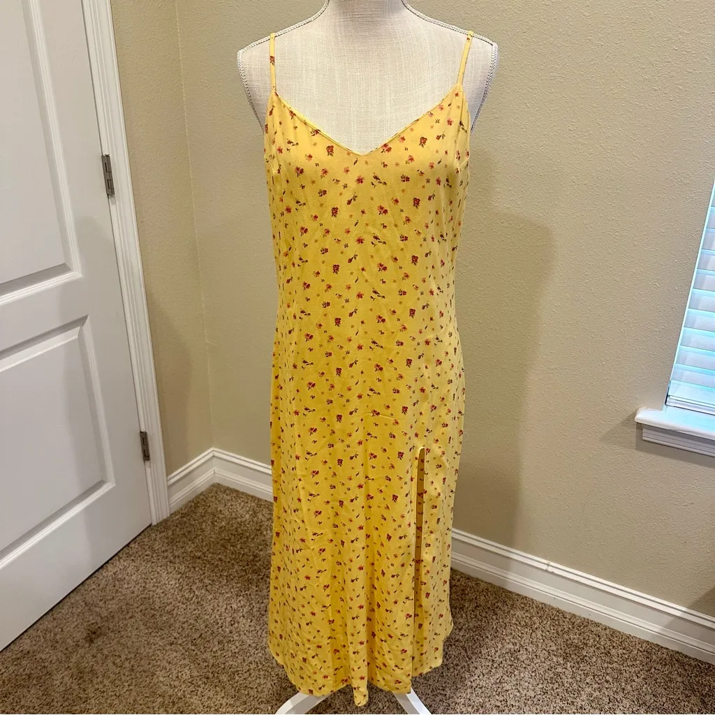REFORMATION Crimini Yellow Floral Gwen Midi Slip Dress Size 8 - Image 5