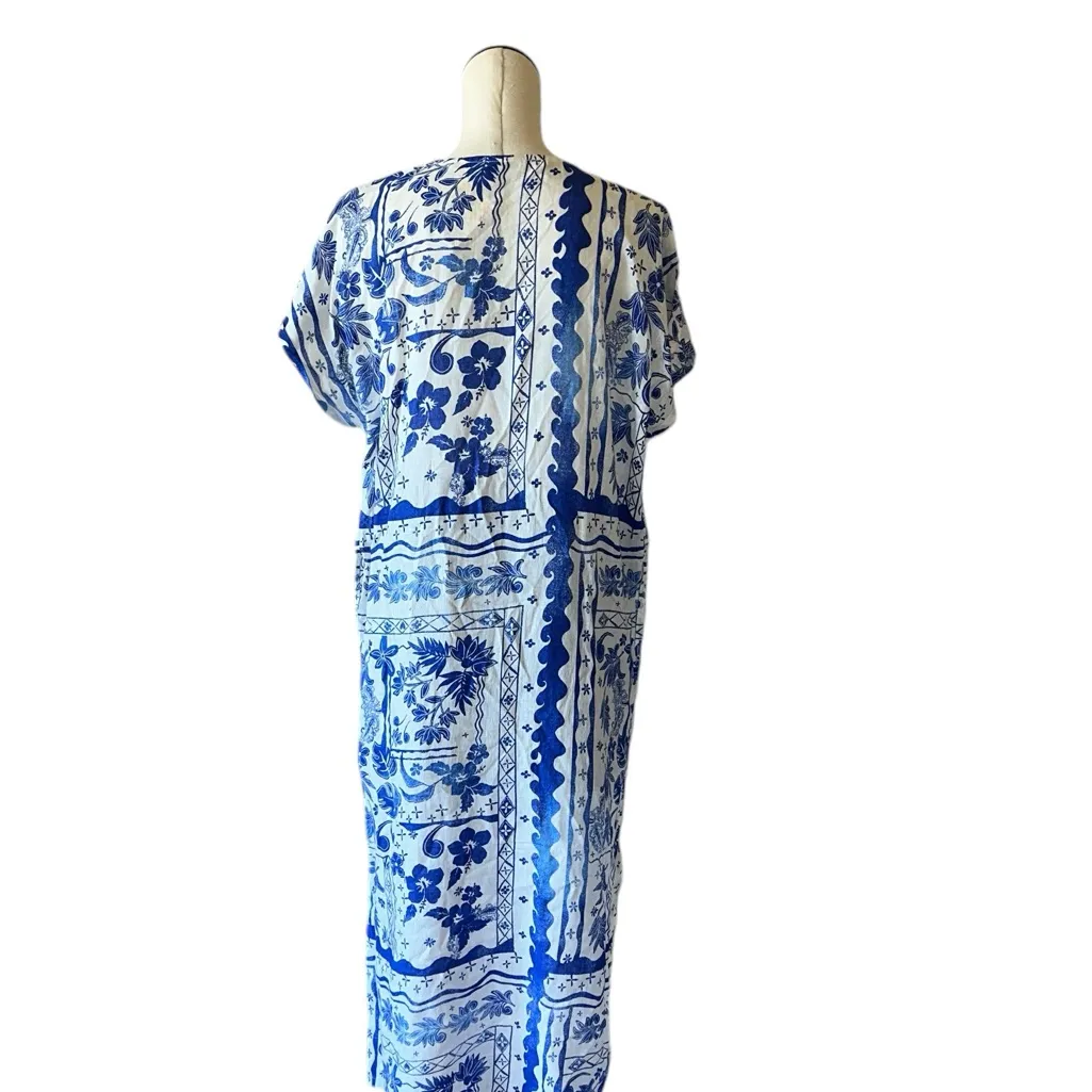 NWOT Joie Summer Beach Maxi Dress Linen Blend Blue White  Tassel - Image 5