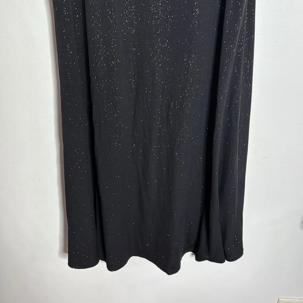 MSK Evening Jersey Trapeze Black Dress silver shimmer crystal ring accent Size S - Image 5