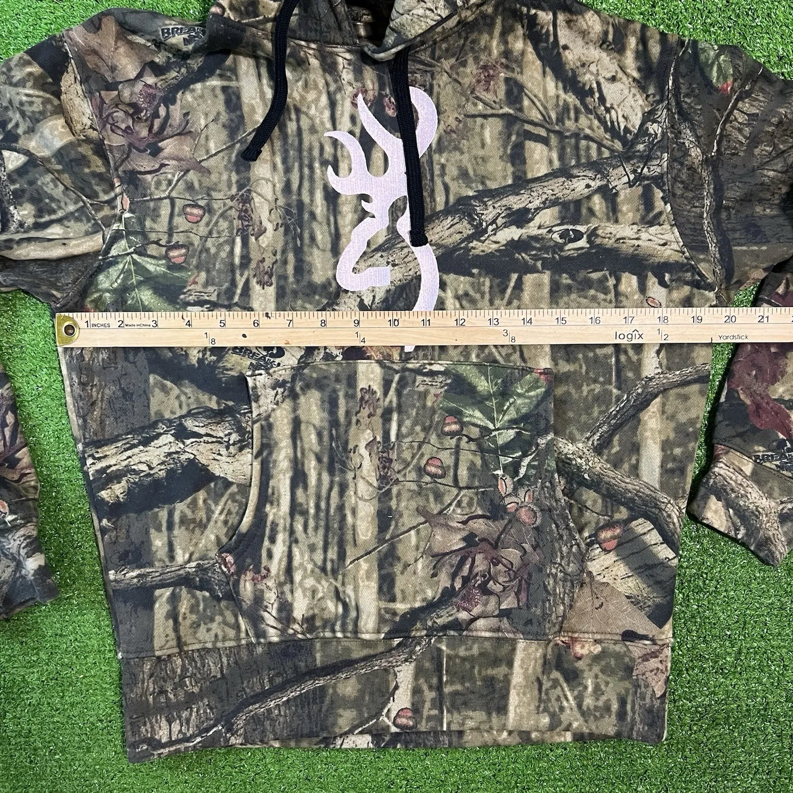 Y2K Camo Hoodie SM WMNs Browning Pink Embroidered Buck Logo Vintage Camoflauge - Image 4