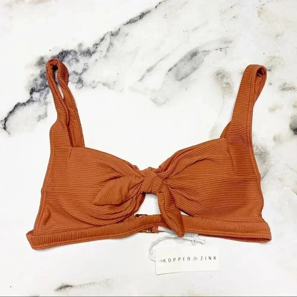 Kopper & Zink Revolve Molly Bikini Top NWT Orange Size L - Image 5