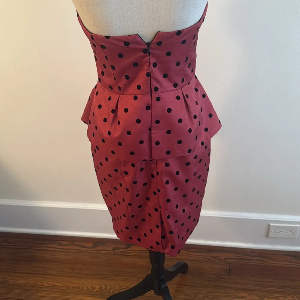 Anthropologie Ali Ro Red/Rust Poka Dot Strapless Dress Size 2 Party/Formal - Image 3