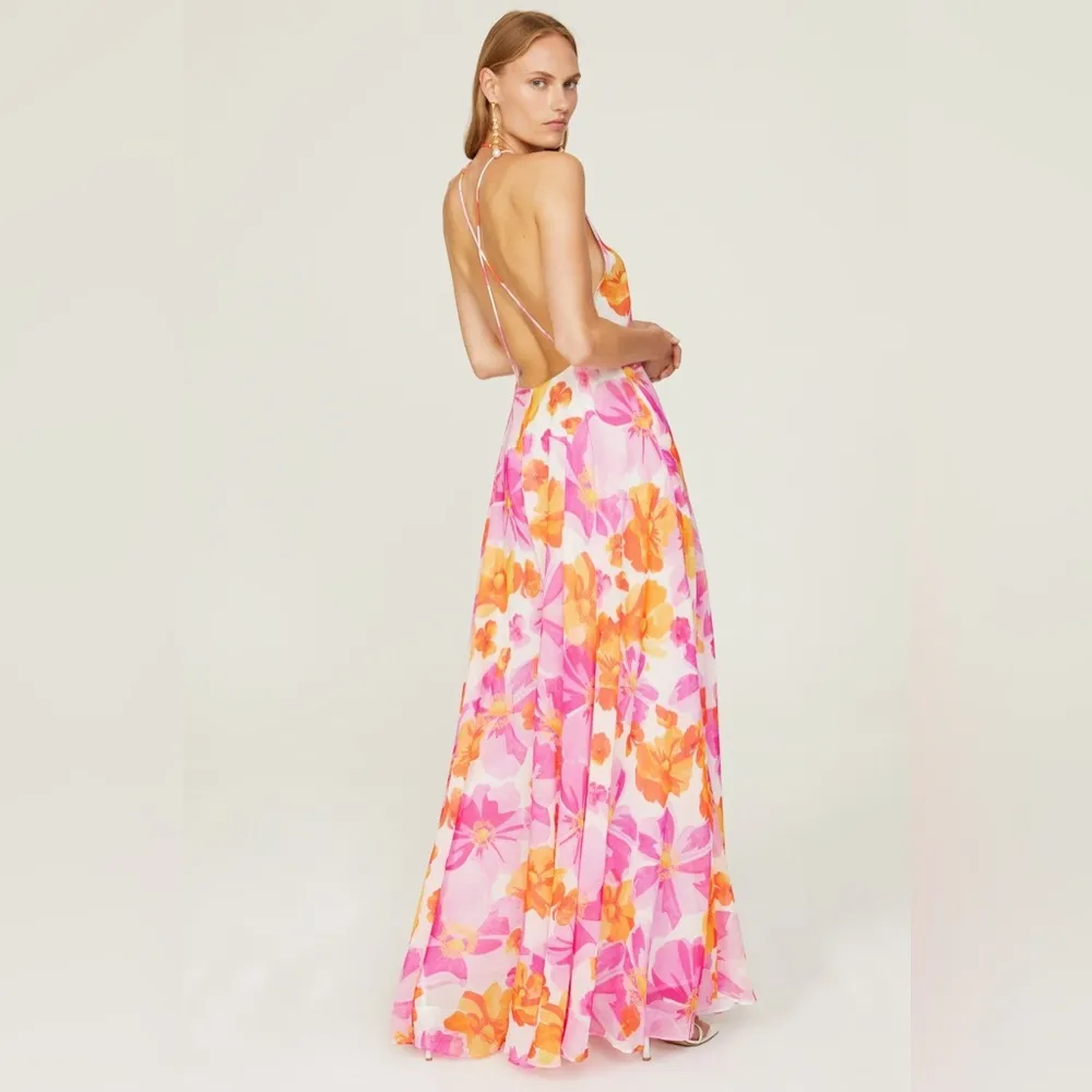 Sau Lee Juliana plunge neck wide leg jumpsuit Pink Size 0 - Image 3