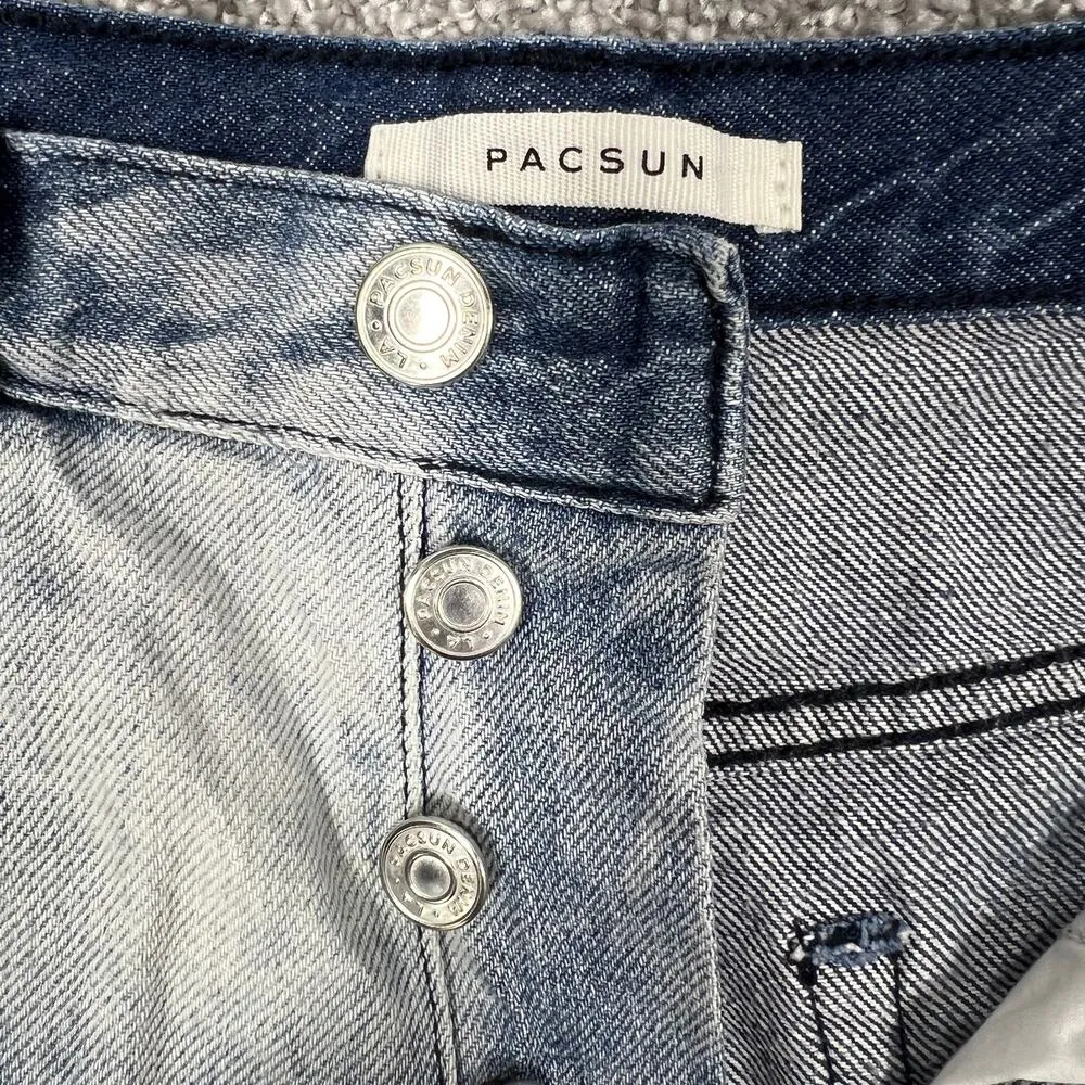 Pacsun High Rise Vintage Jean Shorts Womens Sz 26" Bleach Dye Raw Hem Boho Jorts - Image 4