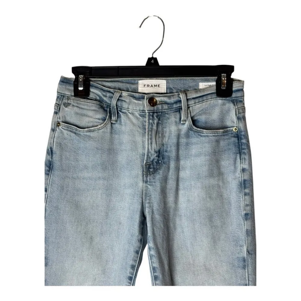Frame‎ Jeans Women 24 Blue Hemp Blend Bathe Chew Le High Straight Chewed Hem - Image 3