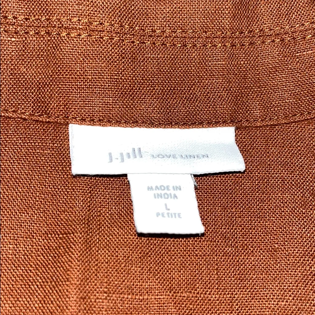 J. Jill Love Linen Longline Blazer Four Button Front Long Sleeve Auburn Brown LP Size undefined - Image 10