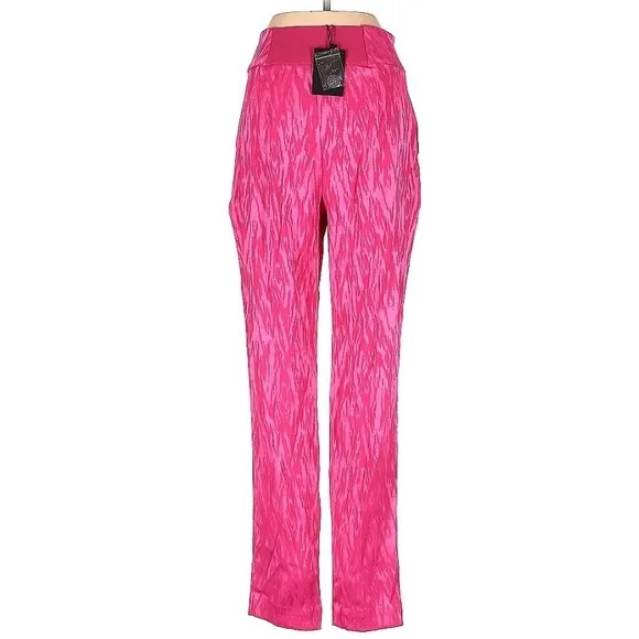 NBD Barbiecore Jorja Pants Business $212 REVOLVE Animal Print Fuschia Satin NWOT - Image 4