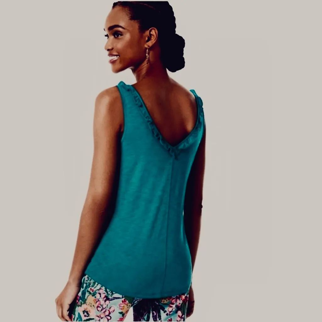Lilly Pulitzer Gigi Ruffle Top Water Lilly Green - Image 2